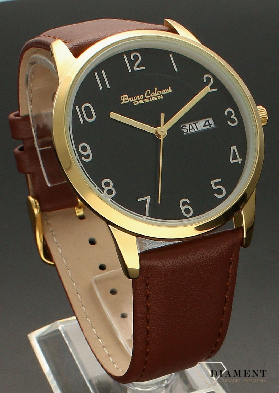 Zegarek męski Bruno Calvani na brązowym pasku BC2528 GOLD brązowy pasek.jpg